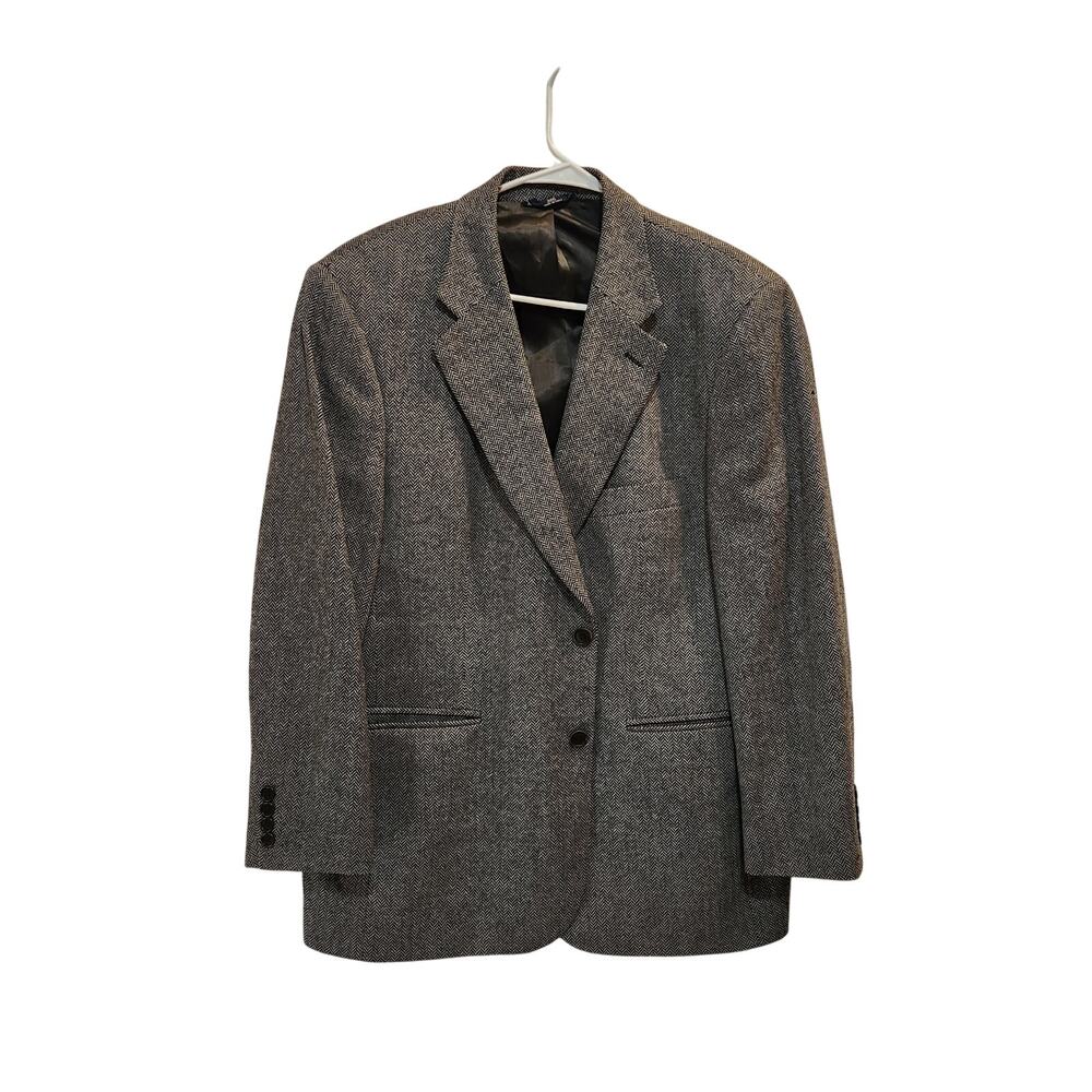 Brooks Brothers 346 Chevron Double Button Blazer Coat Jacket Brown Euro Size 42